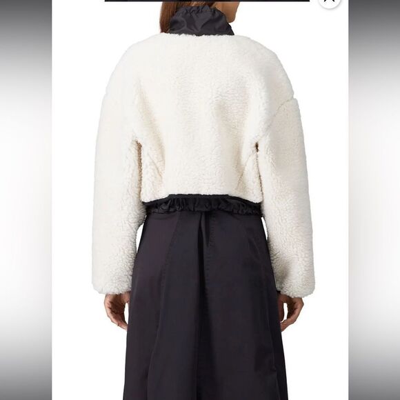 Ena Pelly PIA Faux Fur Shearling Bomber Jacket Cream and Black NWT Sz 6 - Picture 5 of 15